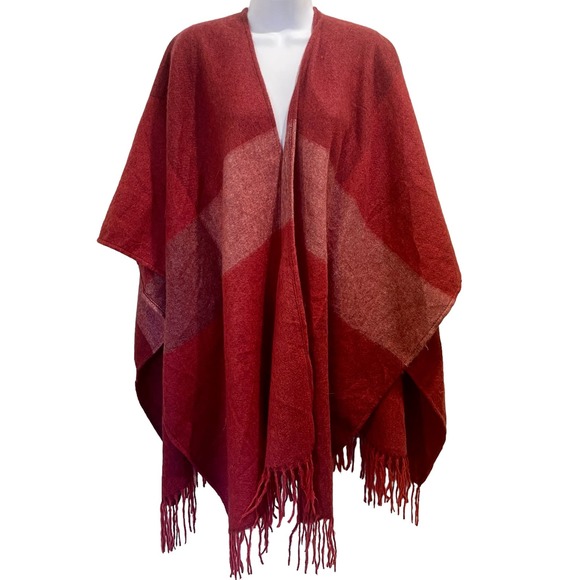Woolrich Poncho Cape Women's One Size Burgandy Mid Sleeve 1:1:0:6:A-0011 - Picture 1 of 6